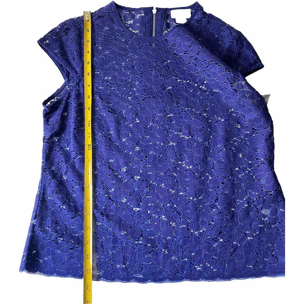 Lace Blouse cap SL  Liz Claiborne PM  Blue  Coquette Corporate Layer Going Out - Picture 11 of 12